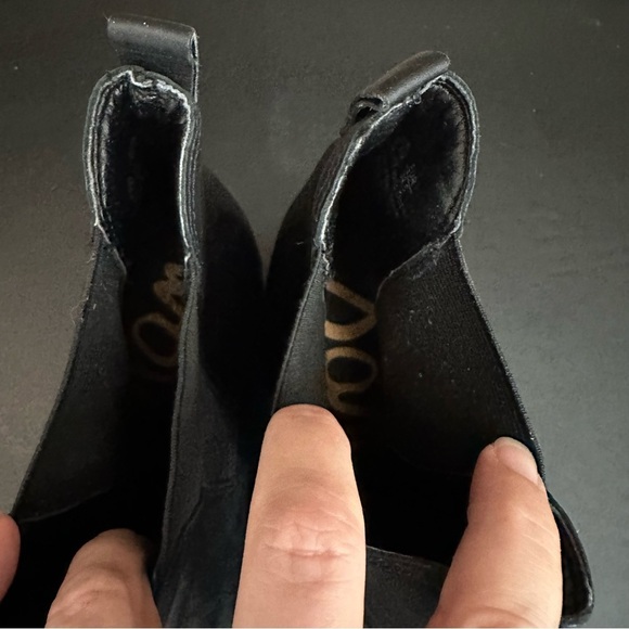 Sam Edelman Justin Black Leather Block Heeled Ankle Pull On Booties Boots 9.5 - Picture 7 of 11